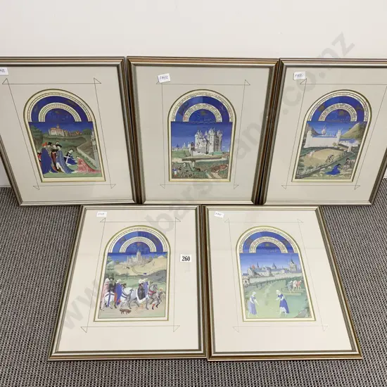 Five Facsimile Book Plates from Les Tres Riches Heures Du Duc De Berry