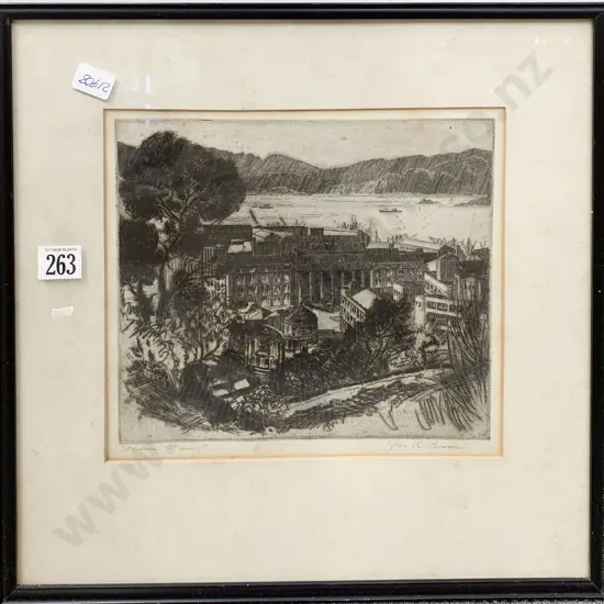 Jean R. Bowron - "Harbour View" - Drypoint Etching