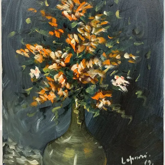 Indistinctly Signed - Floral Still Life - Oil on Canvas