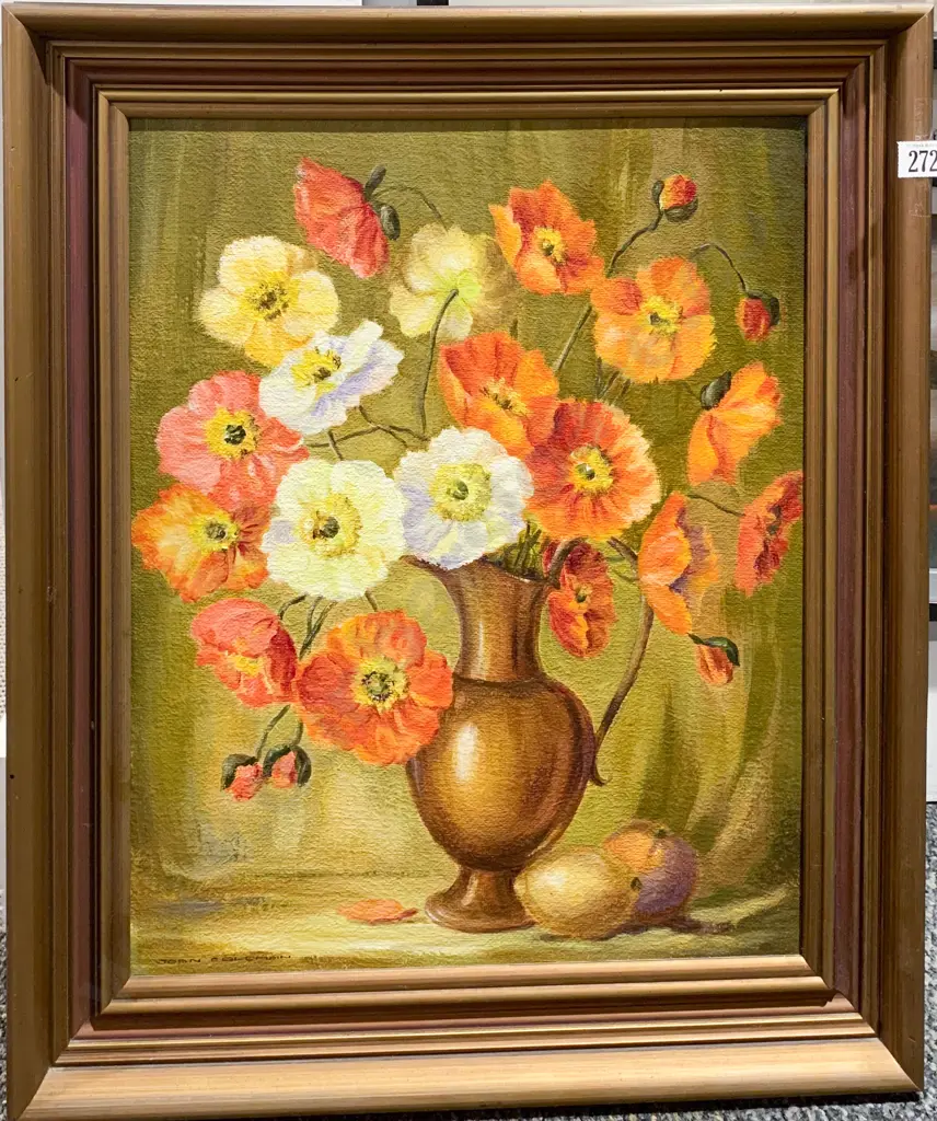 Joan Coleman - Floral Still Life - Oil on Board Image 1++