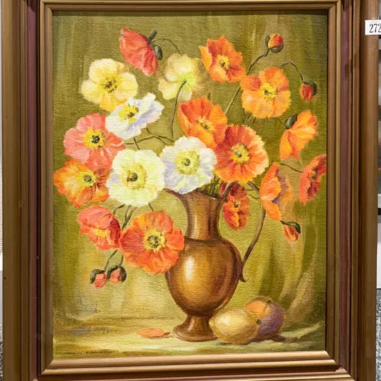 Joan Coleman - Floral Still Life - Oil on Board