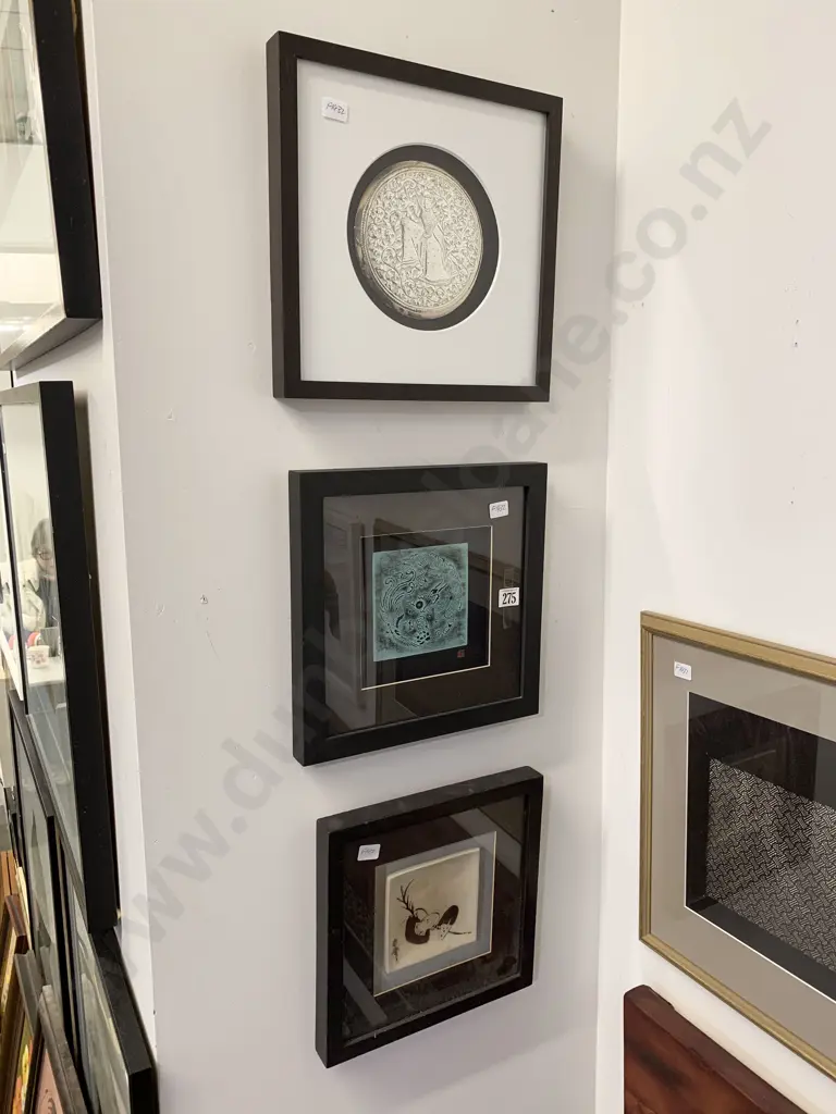 Three Assorted Chinese Mixed Media Works Image 1++