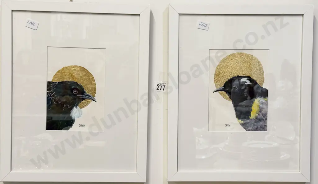 Two Mixed Media Bird Studies Signed Cafrin Image 1++