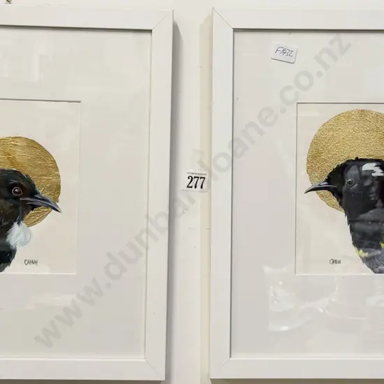 Two Mixed Media Bird Studies Signed Cafrin