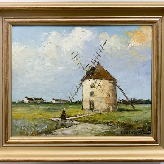 J. Deschamps - "Windmill" - Oil on Board