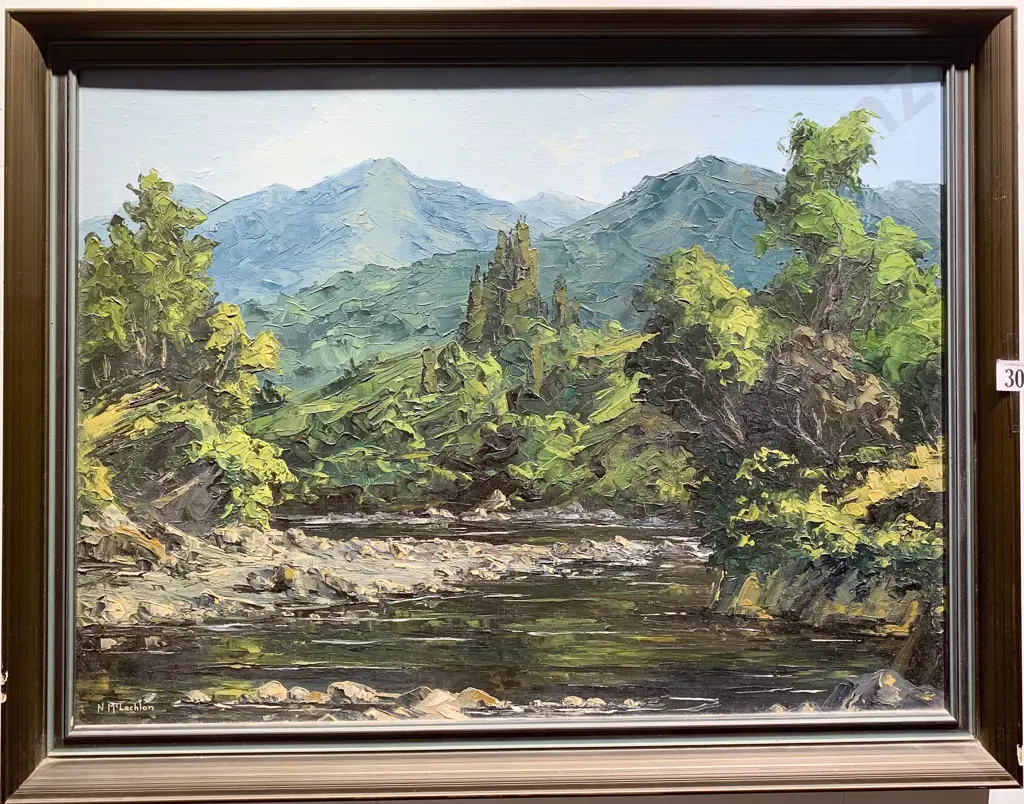 N. McLachlan - "Ruamahunga River" - Oil on Board Image 1++