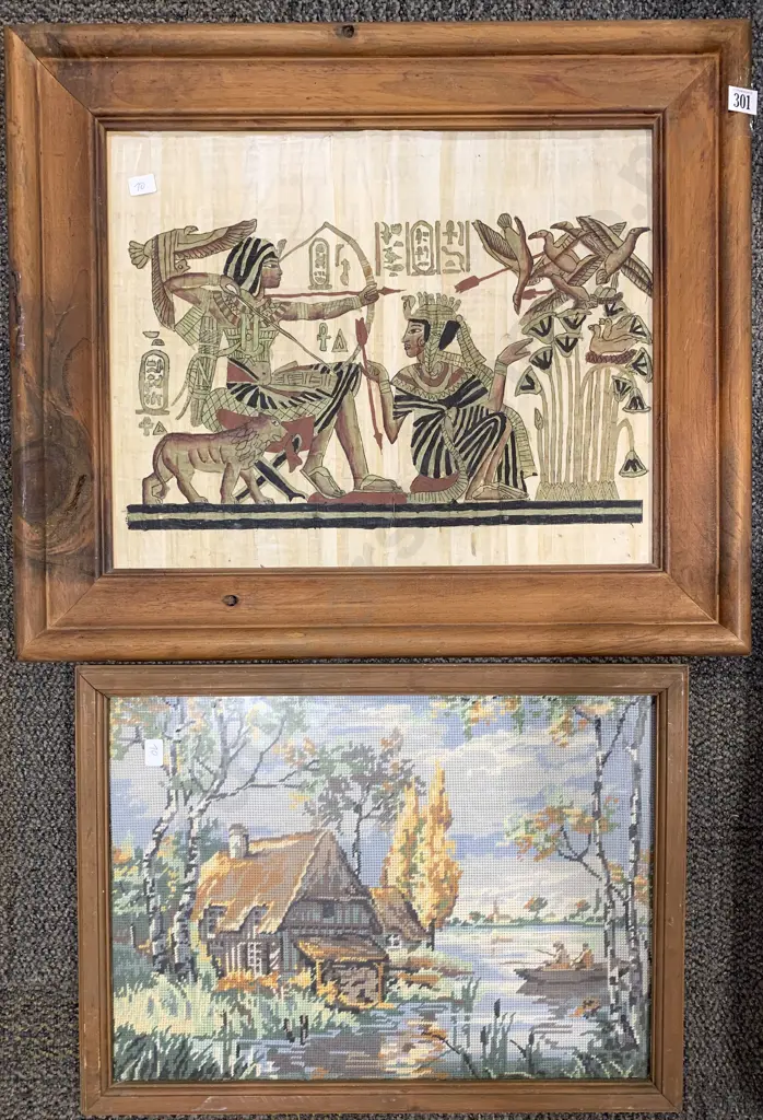 Framed Embroidery Work together with Egyptian Style Work Image 1++