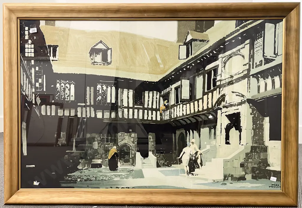 Fred Taylor (British 1875-1963) English Courtyard Poster (Cut) Image 1++