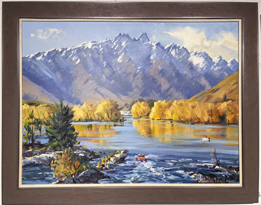 Malcolm Wallace - "Remarkables - Kawarau River" - Oil on Board Image 1++