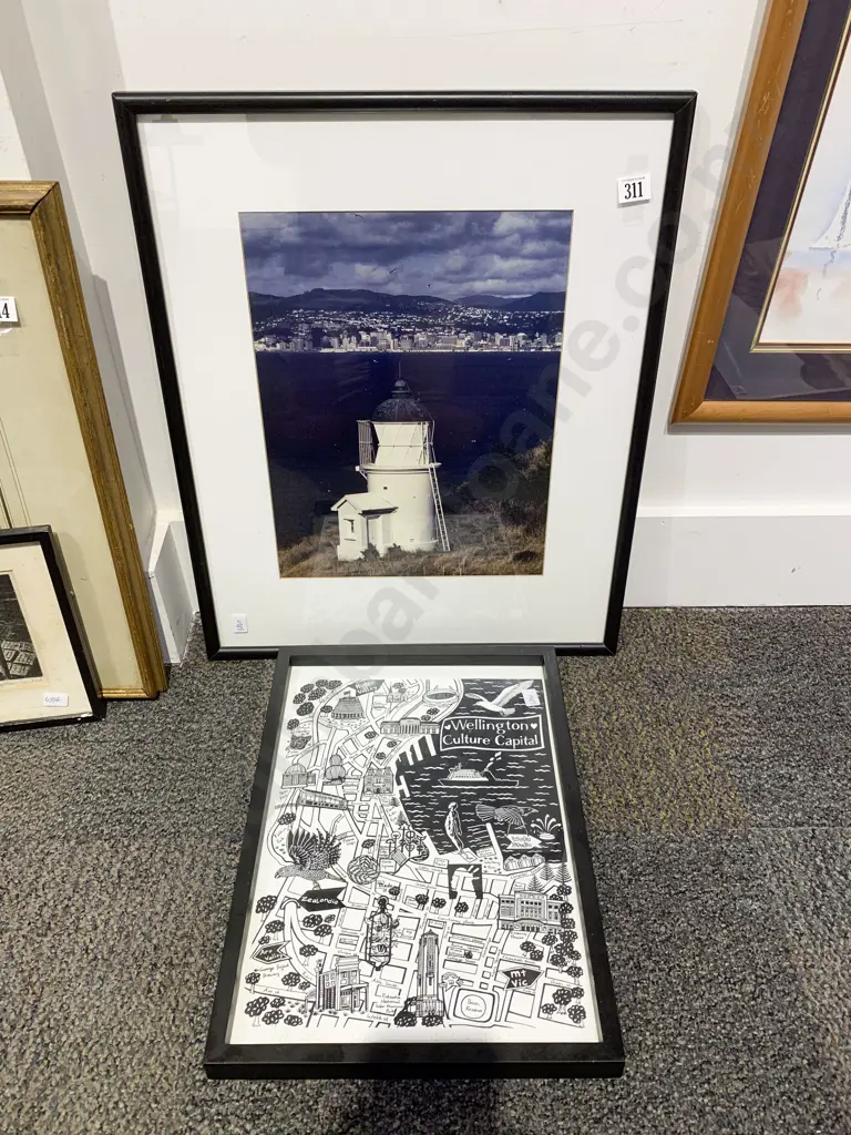 Melina Martin - "Wellington Map" - Signed Print together with Wellington Harbour Photograph Image 1++