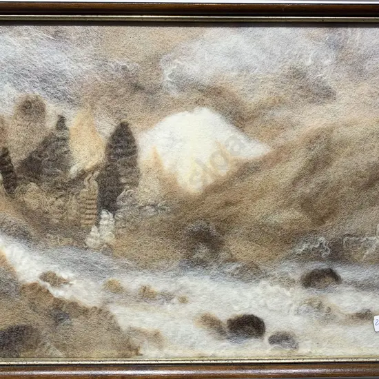 Audrey Mann - "Mt Ngauruhoe in Winter" - Mixed Media Woollen Work