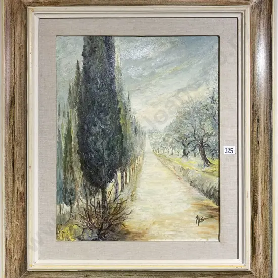 Indistinctly Signed - Tree Lined Trail - Oil on Canvas