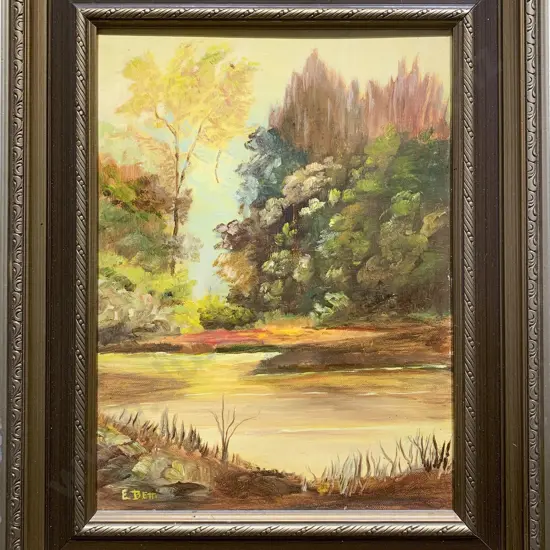E. Betti - Autumnal Riverscape - Oil on Board