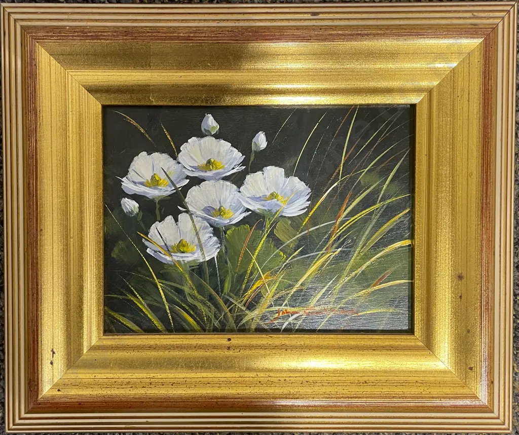 John R. Gatenby - "Mt Cook Lily" - Oil on Board & Other Image 1++