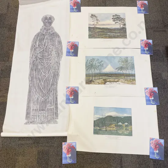 Large Loose Brass Rubbing together with Assorted Turnbull Library Prints