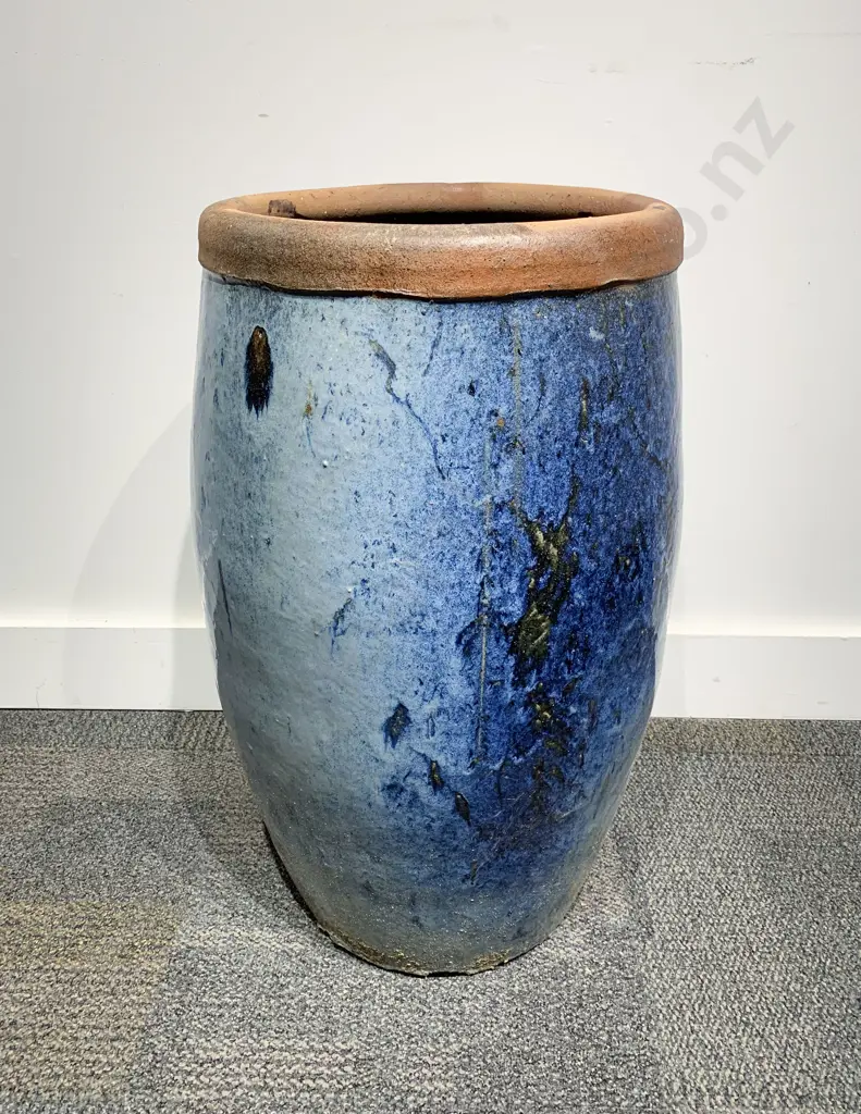 Large Blue Glazed Garden Pot Image 1++