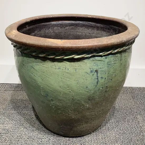 Large Green Glazed Garden Pot