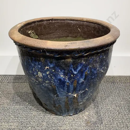 Blue Glazed Garden Pot