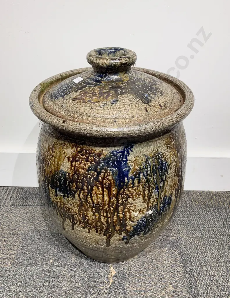 Large Salt Glazed Lidded Jar Image 1++