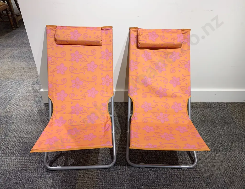 Pair of Folding Deck Chairs Image 1++