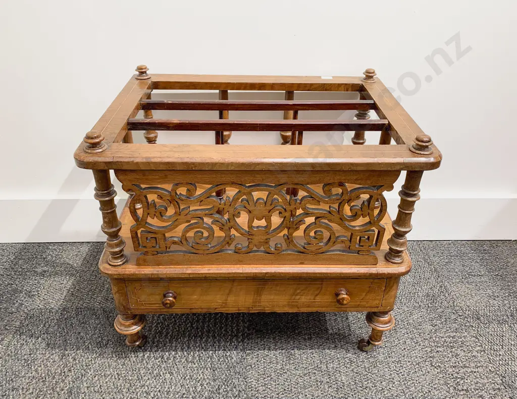 Victorian Walnut & Inlaid Canterbury Image 1++