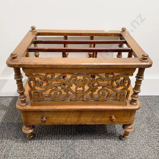 Victorian Walnut & Inlaid Canterbury