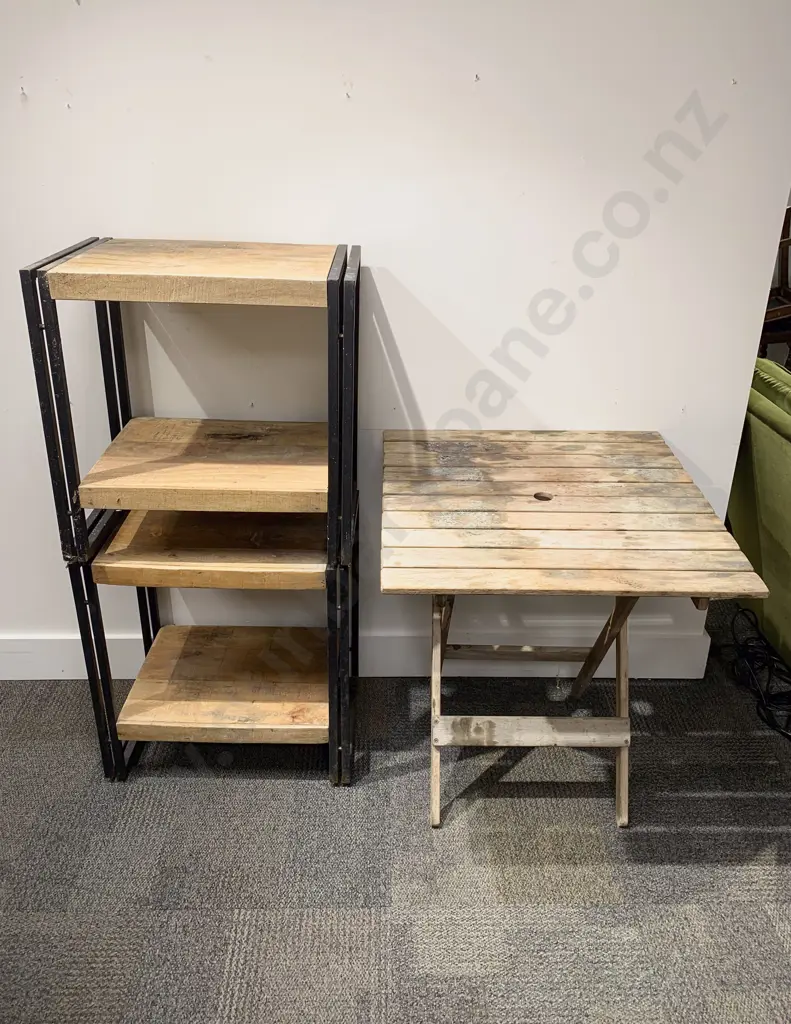 Pair of Two Tier Side Tables together with Folding Picnic Table Image 1++