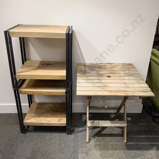 Pair of Two Tier Side Tables together with Folding Picnic Table