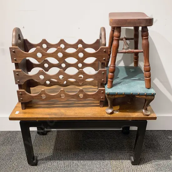 Coffee Table together with Wine Rack & Two Others