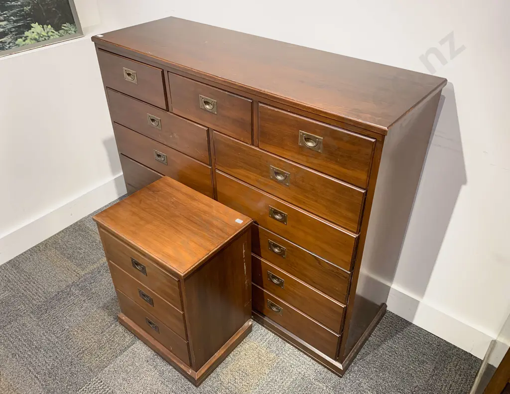 Modern Campaign Style Chest of Drawers together with Matching Beside Drawers Image 1++