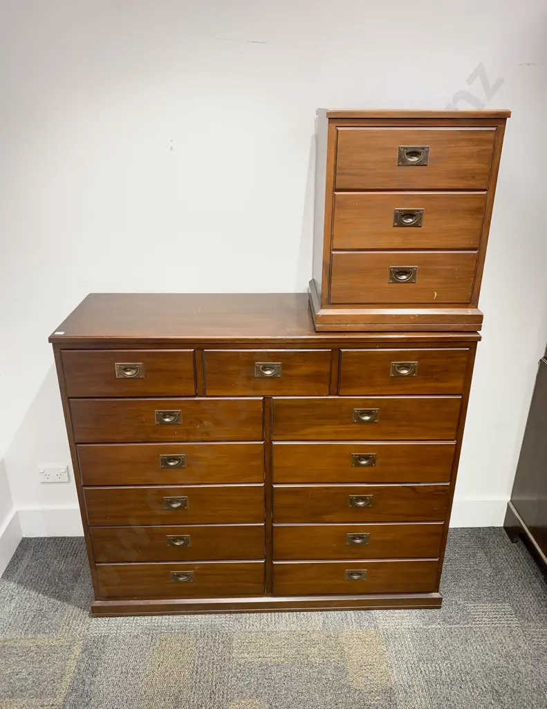 Modern Campaign Style Chest of Drawers together with Matching Beside Drawers Image 1++