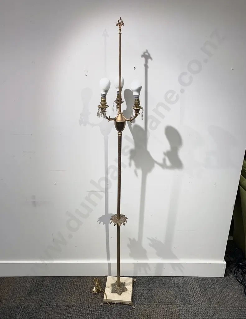 Brass Three Light Standing Lamp Image 1++