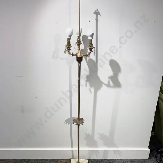 Brass Three Light Standing Lamp