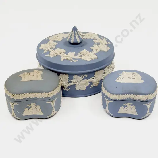 Pair of Wedgwood Trinket Boxes together with Larger