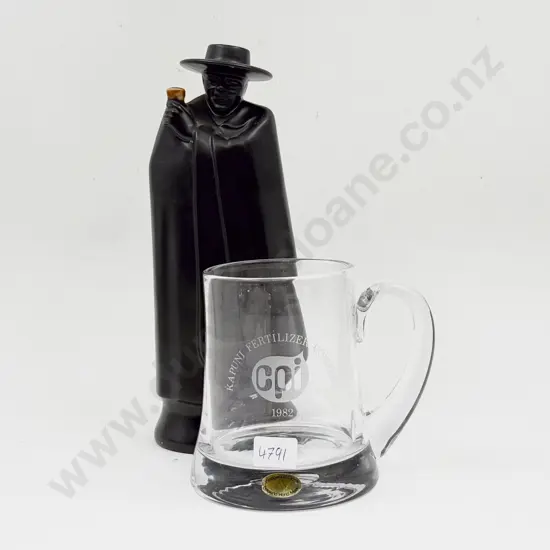 Wedgwood Figural Decanter "Prince of Wales" (Faults) together with Wedgwood Glass Tankard