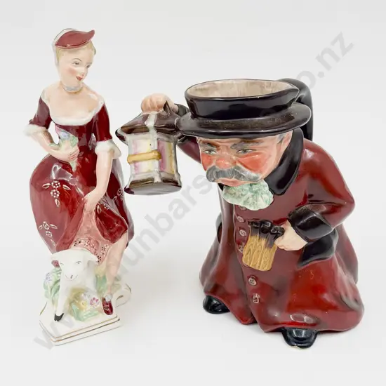 Two Pieces of Wedgwood & Co. incl Character Jug "Night Watchman" & Figure (Faults)
