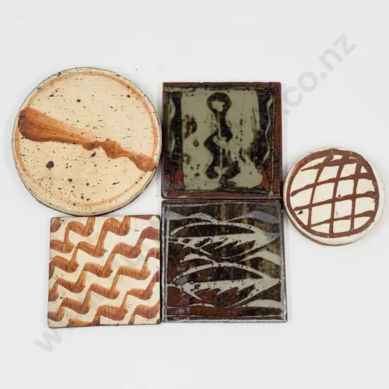 Five Assorted Pottery Tile Works