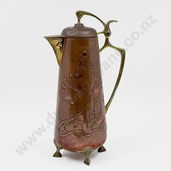 Art Nouveau Copper & Brass Footed Jug