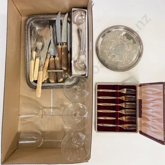 Box Quantity of Assorted Cutlery S/P & Glass Ware