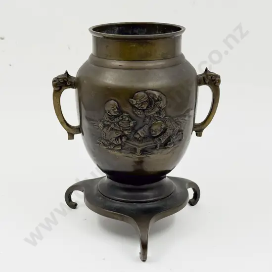 Footed Bronze Vase