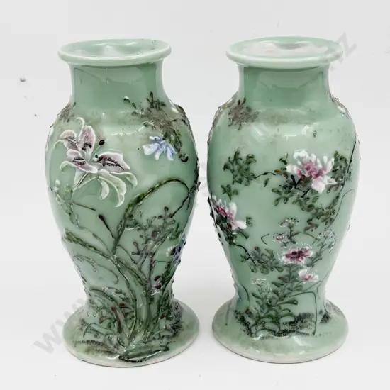 Pair of Celadon Glazed Vases