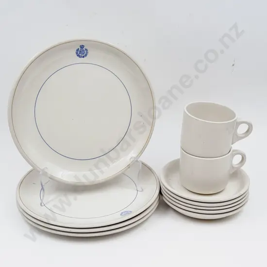 Four Crown Lynn NZR Plate together with Other Crown Lynn Cups & Saucers