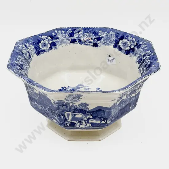 Adams "Cattle Scenery" Octagonal Pedestal Table Bowl