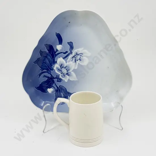 Small Wedgwood Keith Murray Tankard together with B & G Denmark Dish