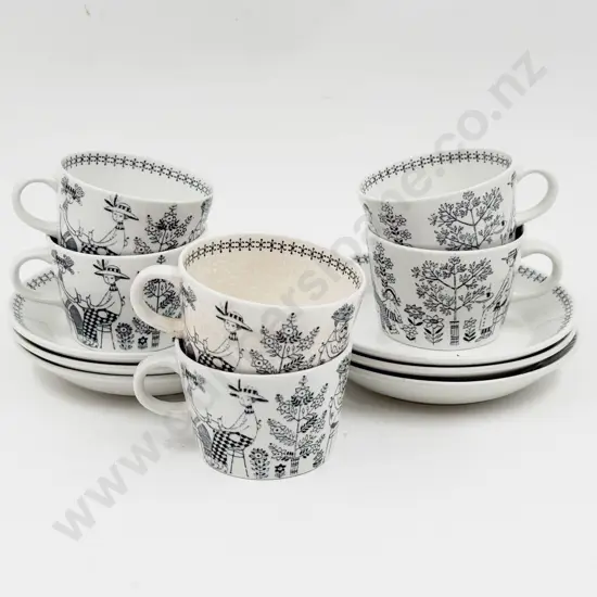 Boxed Arabia Six Piece Coffee Cup & Saucer Set