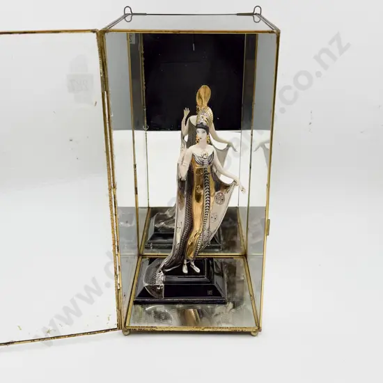 Franklin Mint Erte Art Deco Figurine in Mirrored Glass Display Case