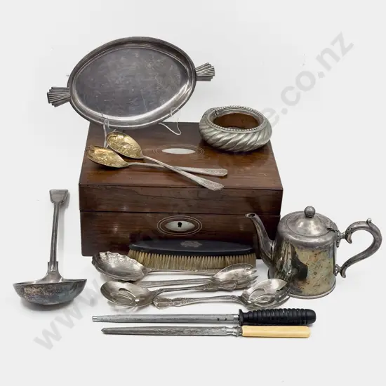 Inlaid Writing Box & Quantity of Assorted S/P