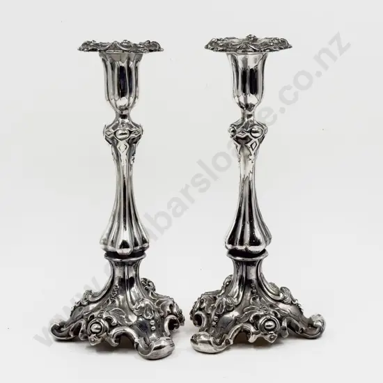 Pair of S/P Ornate Candlesticks