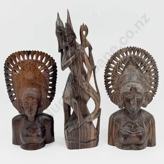 Three Vintage Thai Hardwood Carved Figures