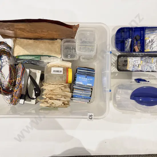 Box of Assorted incl. Wiring Components Screws & Three Copper Sheets